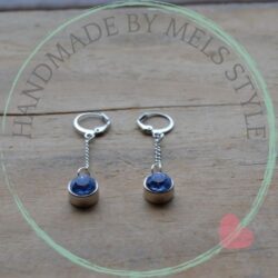 Handgemaakte oorbellen swarovski kristallen sapphire