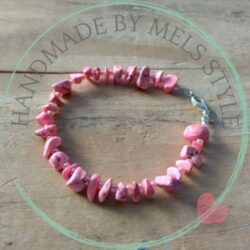Handgemaakte armband natuursteen roze