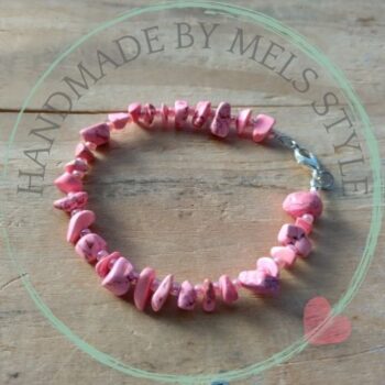 Handgemaakte armband natuursteen roze