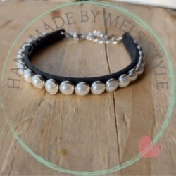Handgemaakte geborduurde parel armband